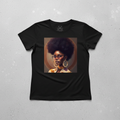 Afro Chic Women's Tee flat lay on black shirt