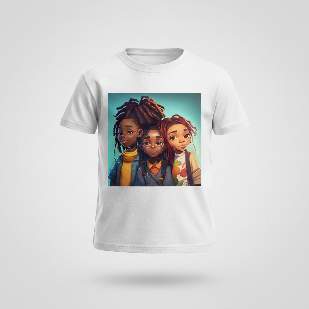 Locs & Legacy Kids Tee ghost mannequin on white shirt