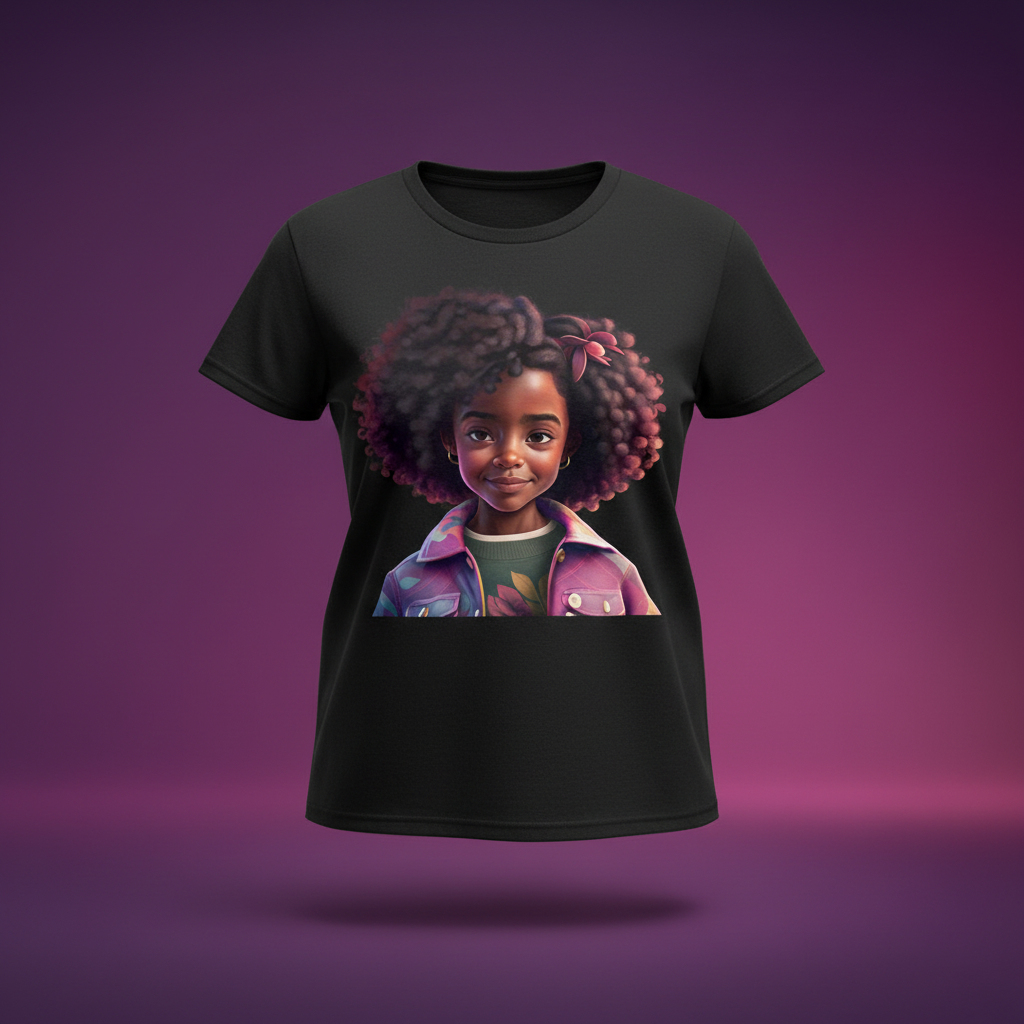 Bloom & Shine Women's Tee ghost mannequin on black shirt