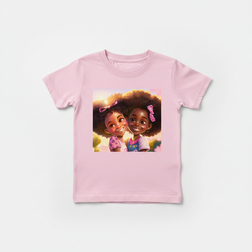 Best Friends Forever Kids Tee flat lay on pink shirt