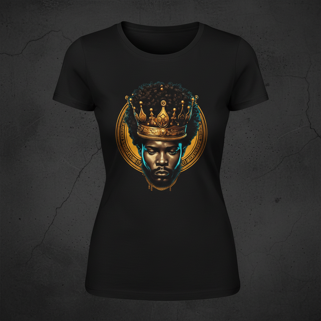 Crowned in Gold Women's Tee on black shirt
