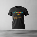 Black King Defined Men's Tee ghost mannequin on black shirt
