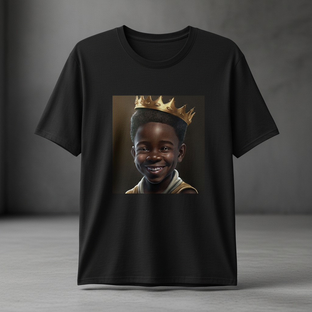 Baby Melanated King Men's Tee on black shirt