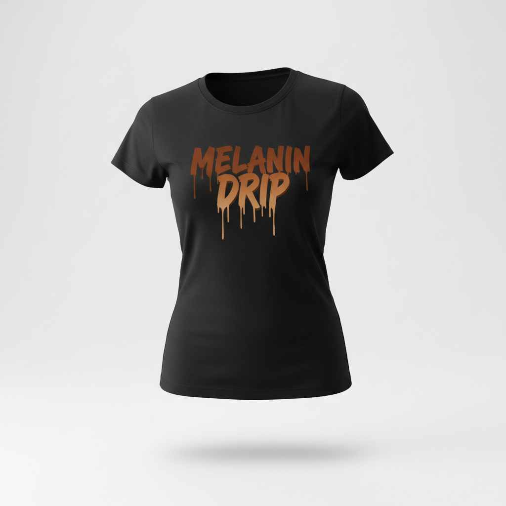 Melanin Drip women's tee ghost mannequin mockup