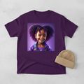 Purple Heart Kids Tee mockup on purple shirt